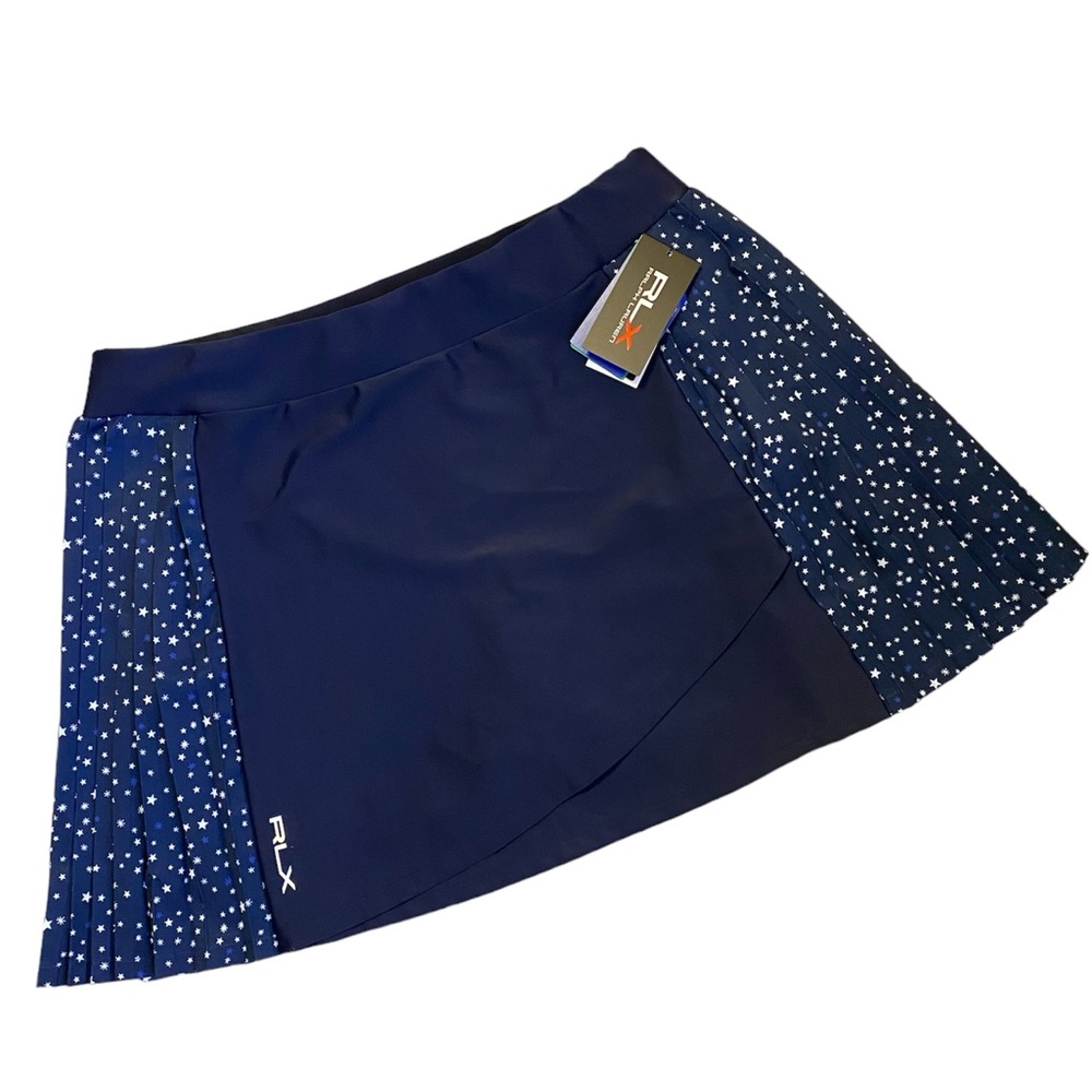 NWT! RLX Ralph Lauren Pleated Golf Tennis Pickleball Skirt Pleated w/Stars - L
